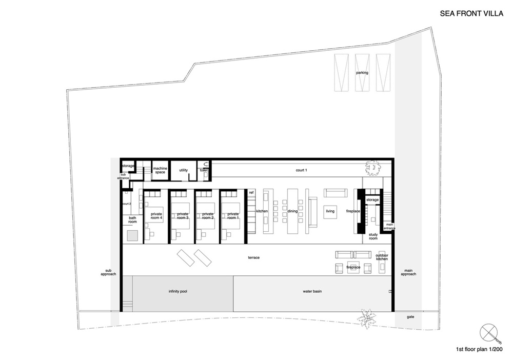 住宅空间，Shinichi Ogawa & Associates，极简主义，日本，海滨别墅设计