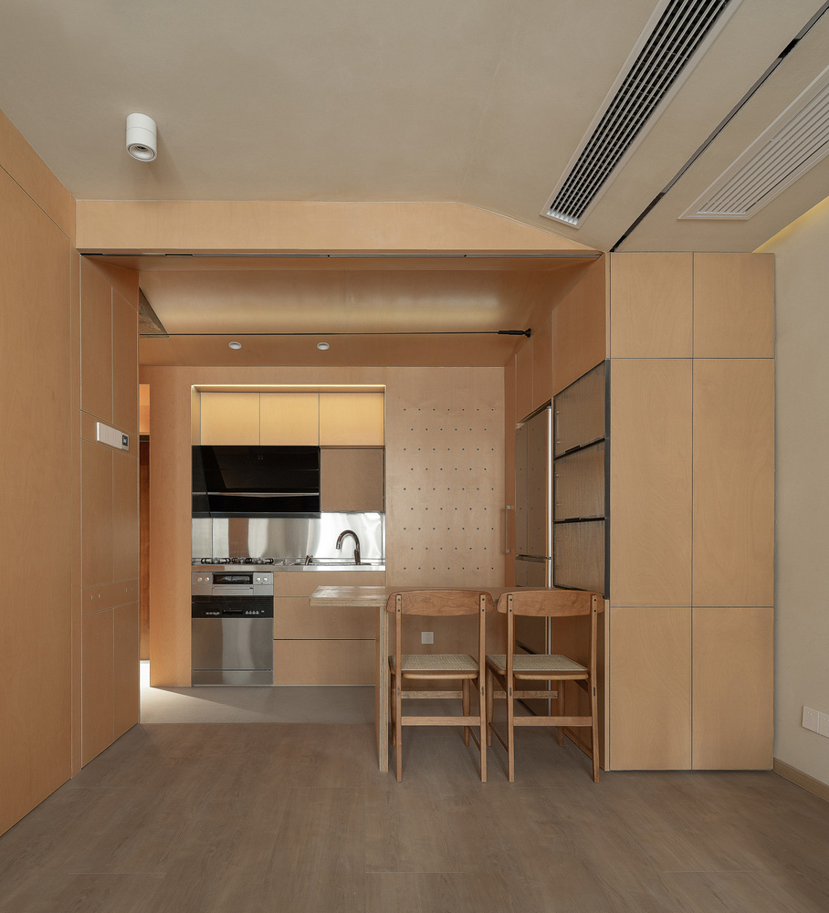 弹性工作室,公寓设计,小户型设计案例,小公寓设计,单身公寓,原木色,50㎡,微水泥,上海