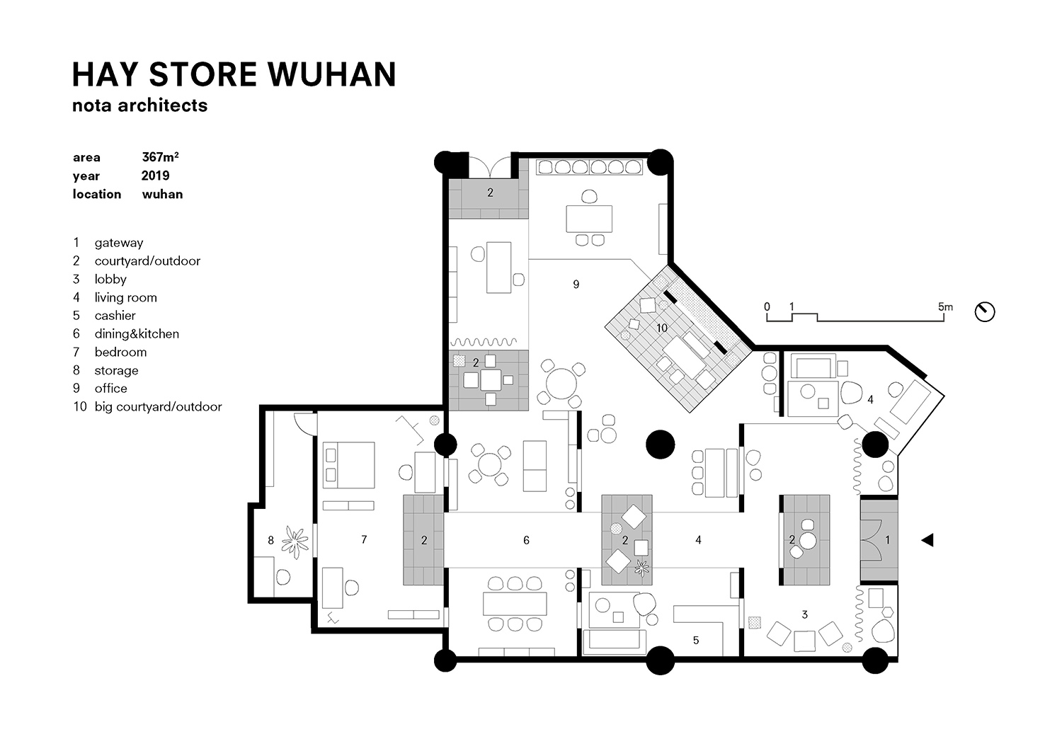 商业空间，展厅设计，家具展厅空间，HAY 武汉店，nota建筑设计工作室，Nota Architects，项目投稿