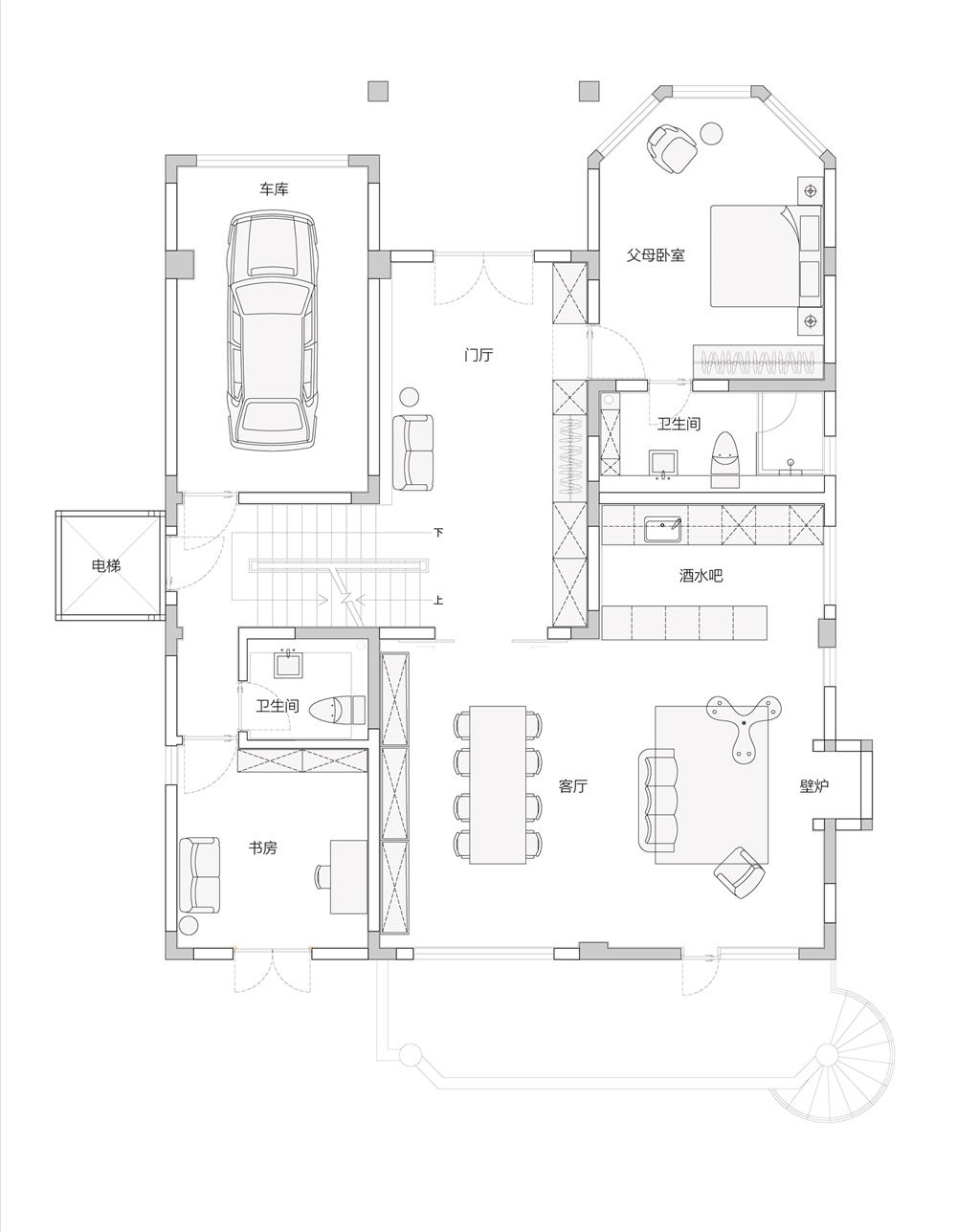 野境设计工作室，住宅空间，私人住宅，独栋别墅，别墅设计，五口之家