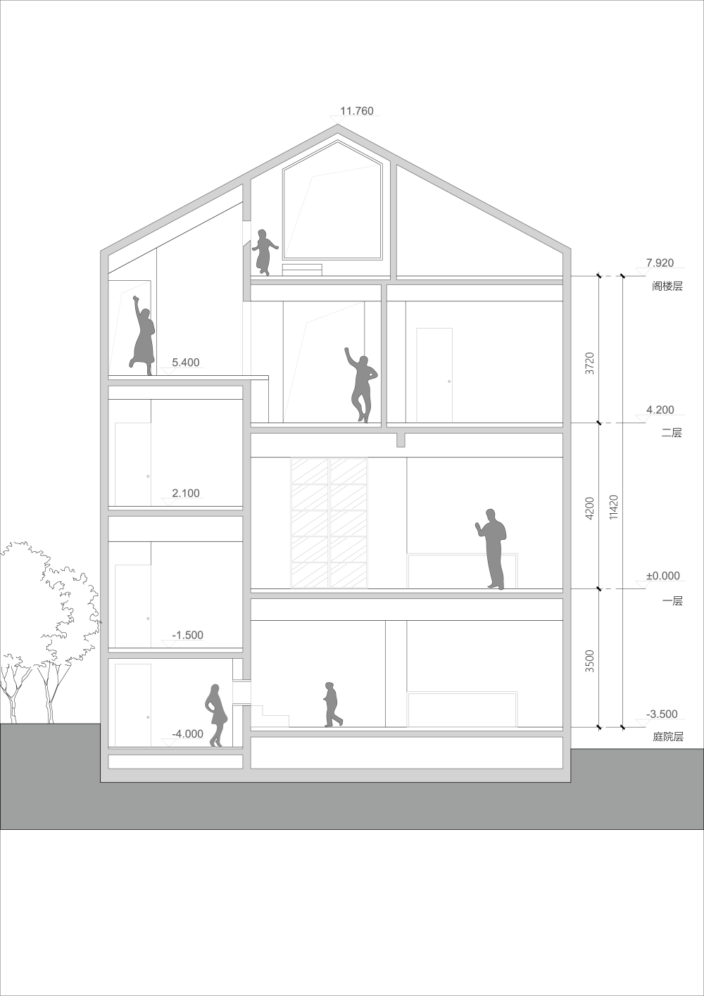 野境设计工作室，住宅空间，私人住宅，独栋别墅，别墅设计，五口之家