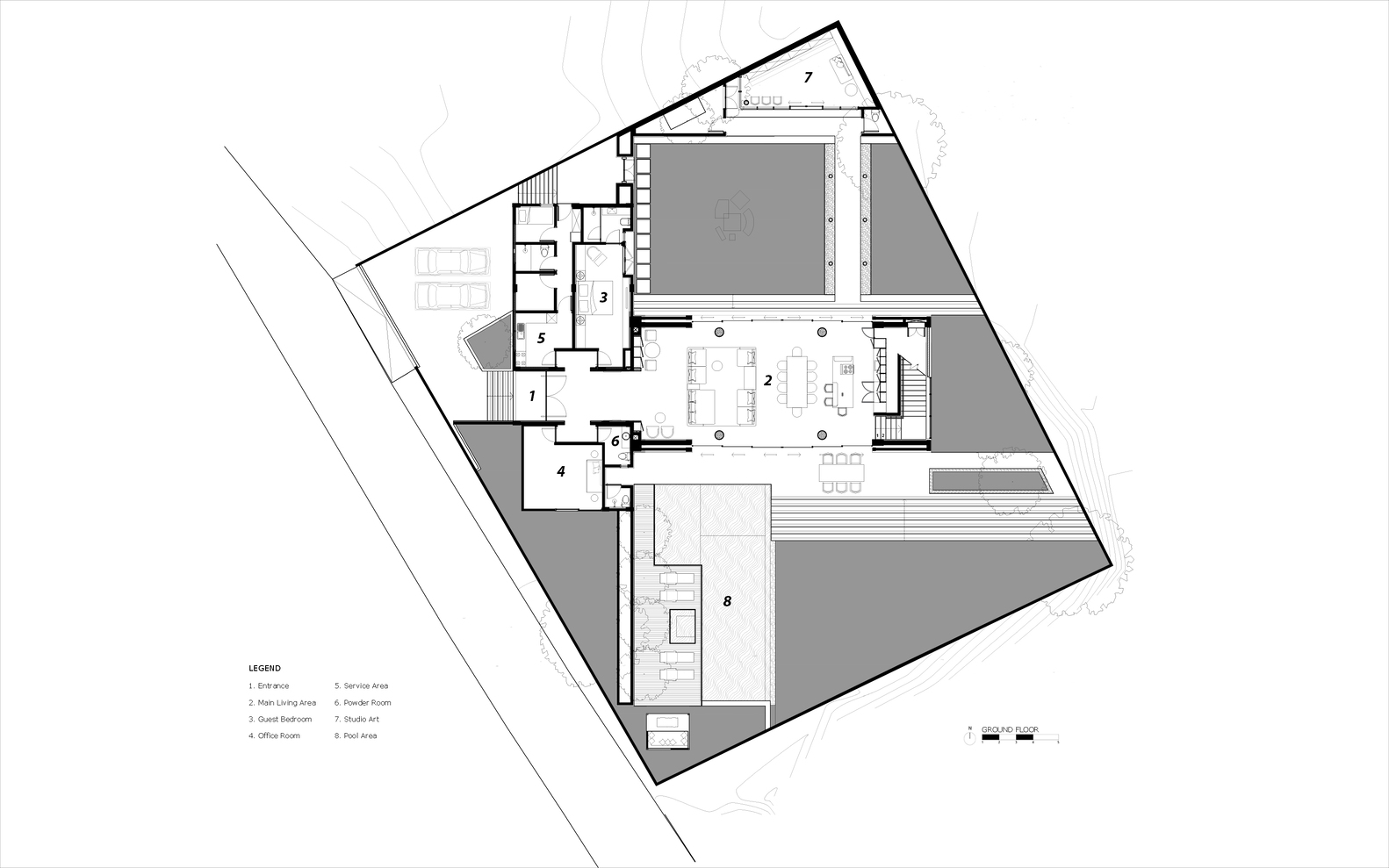 Arkana Architects,别墅设计,别墅设计案例,海景别墅设计方案,印度尼西亚,海景别墅,南库塔,开放式布局