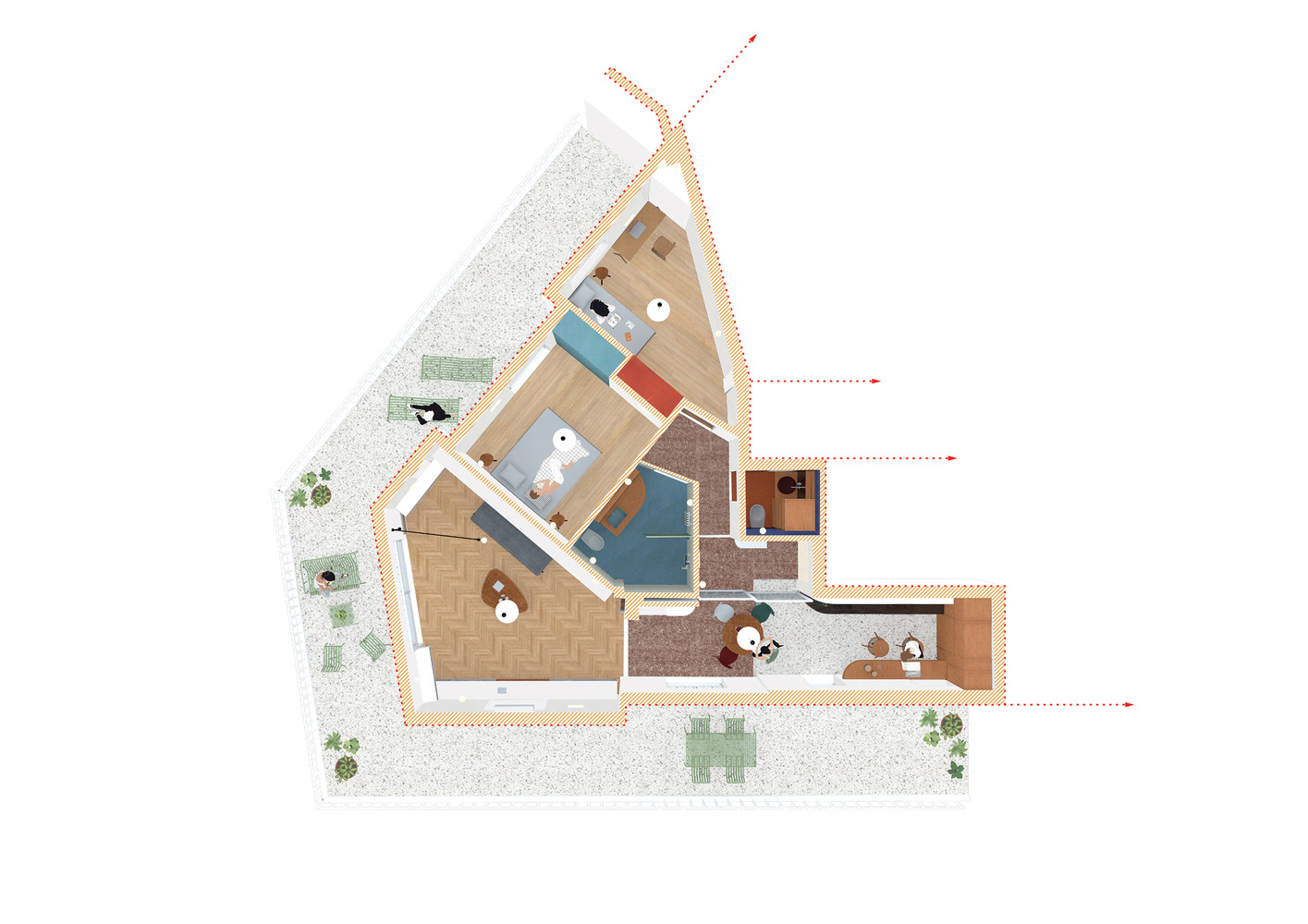 en-route-architecture,公寓设计,公寓设计案例,85㎡,白色系,公寓设计效果图,希腊,雅典